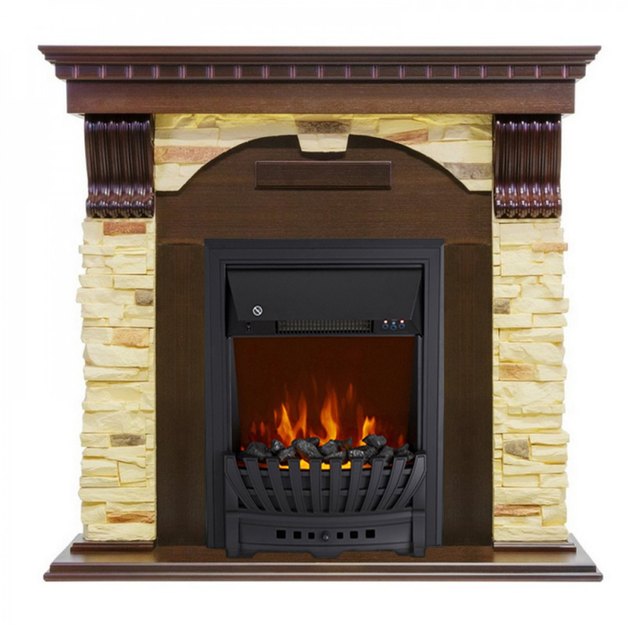 Электрокамин с классическим очагом 2D Royal Flame Dublin арочный сланец темный дуб с очагом Aspen Black