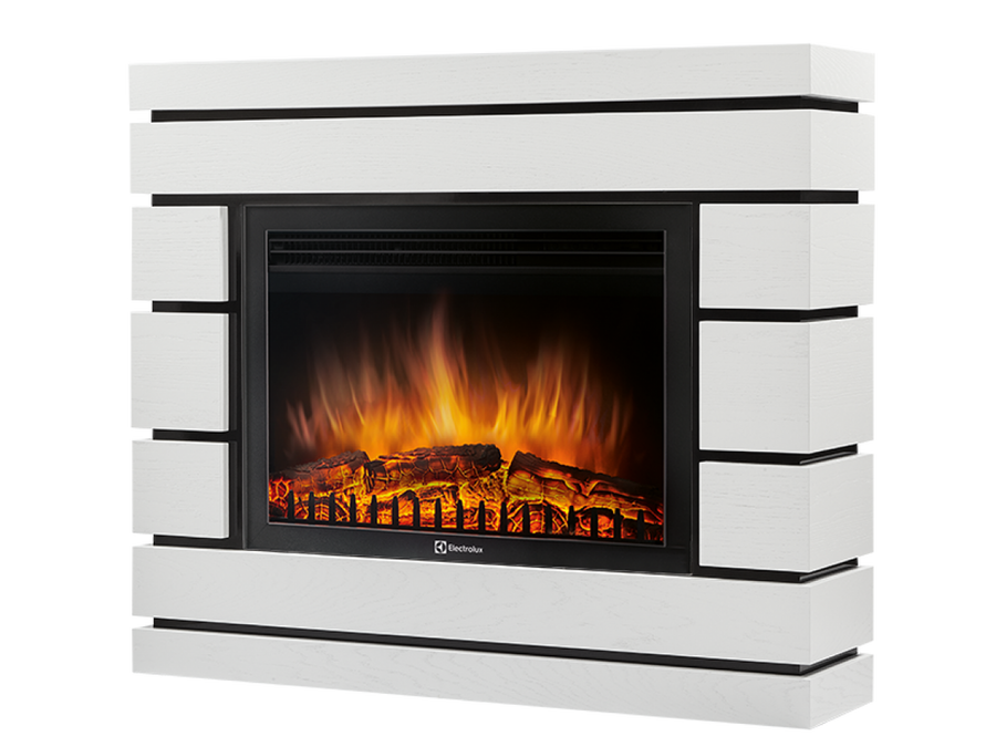Электрокамин с широким очагом 2D Electrolux EFP/P-2720RLS с порталом Firelight Moderno 25 белый дуб