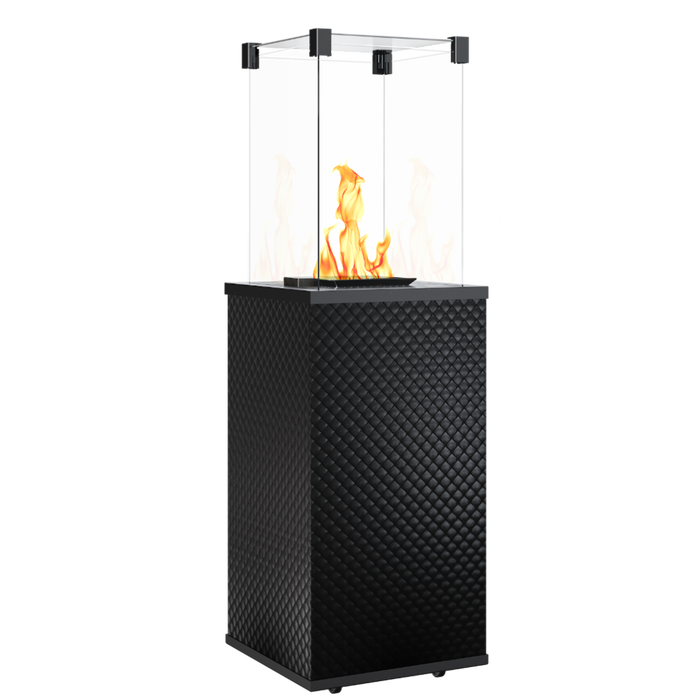 Газовый уличный обогреватель мощностью 8-10 кВт Kratki PATIO/MINI/M/G31/37MBAR/CZ/P стекло, черное тиснение с ручным управлением