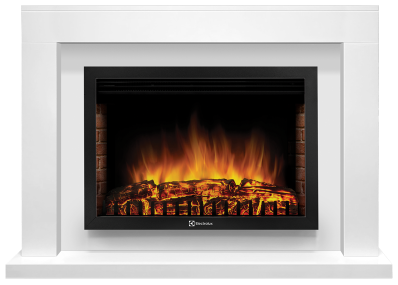 Электрокамин с широким очагом 2D Electrolux EFP/P-2520LS с порталом Firelight Simple 25 белый