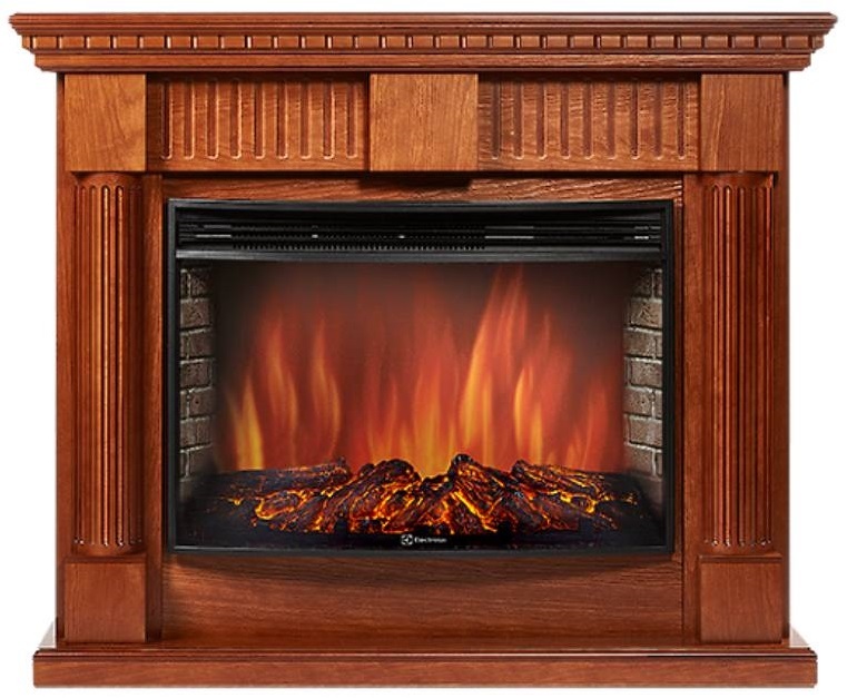 Электрокамин с широким очагом 2D Electrolux EFP/P-2520LS с порталом Firelight Colonnа 25 дуб