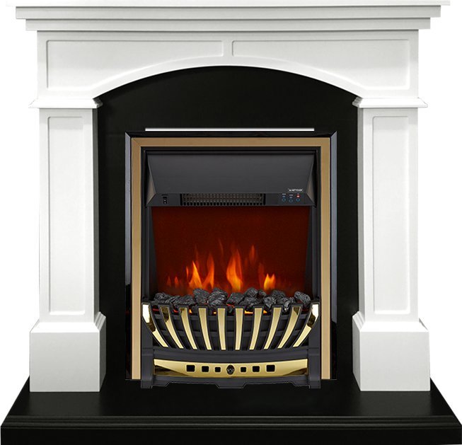 Электрокамин с классическим очагом 2D Royal Flame Langford с очагом Aspen Gold (Белый с черным)