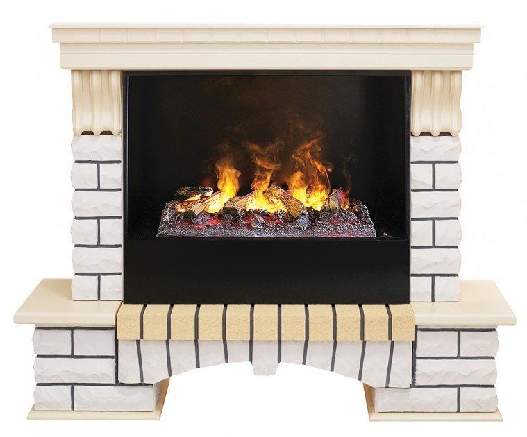 Электрокамин с широким очагом 3D Real-Flame Country 26 WT-614 с очагом 3D CASSETTE 630 Black Panel