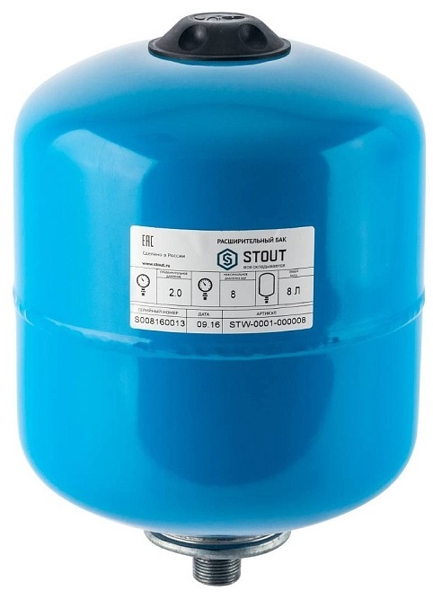 Гидроаккумулятор STOUT 8л/8-10бар вертикальный (STW-0001-000008)