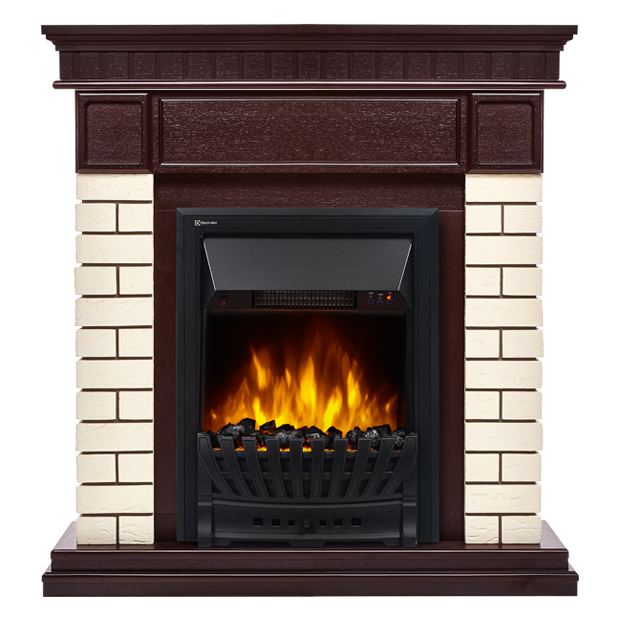 Электрокамин с классическим очагом 2D Electrolux EFP/P-1020LS с порталом Firelight Bricks Classic кирпич бежевый/шпон тёмный дуб