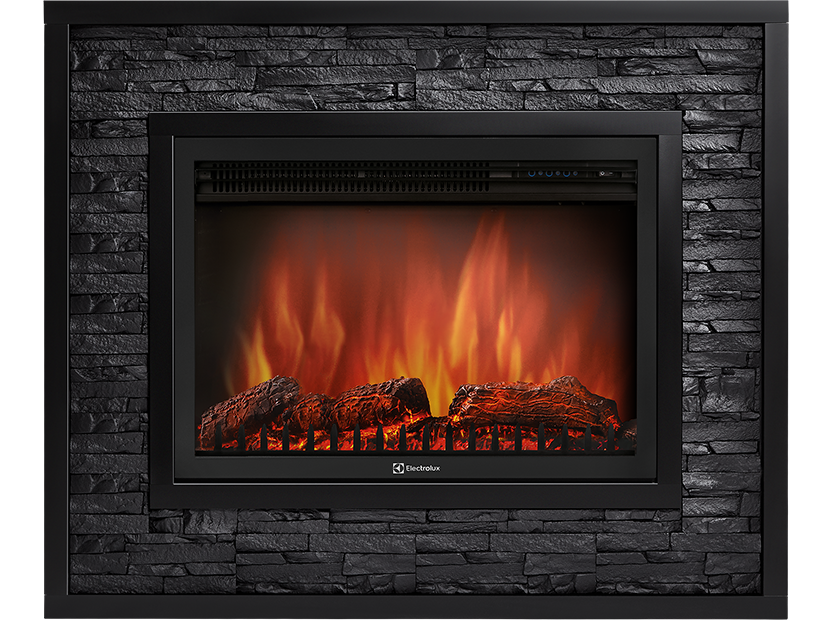 Электрокамин с широким очагом 2D Electrolux EFP/P-3320RLS с порталом Firelight Loft 30 черный, черная эмаль
