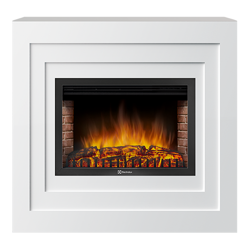 Электрокамин с широким очагом 2D Electrolux EFP/P-2520LS с порталом Firelight Cubo 25 белый