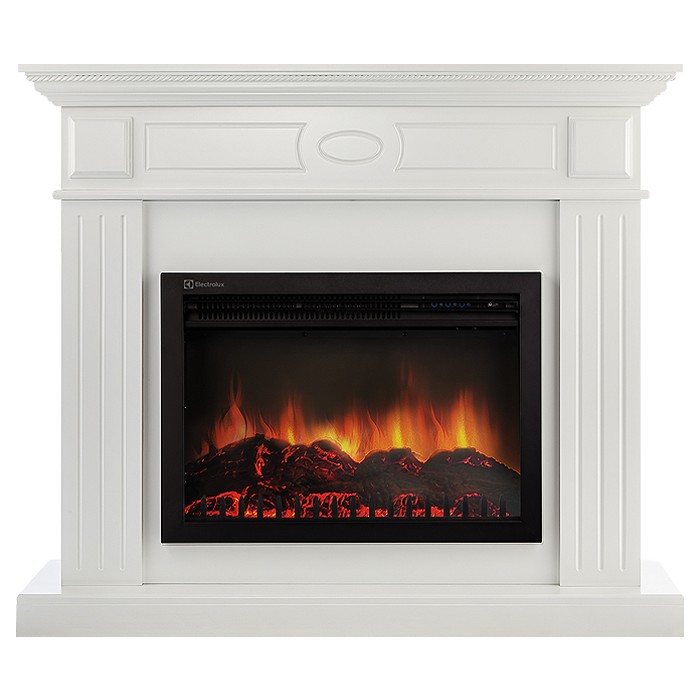Электрокамин с широким очагом 2D Electrolux EFP/P-2520LS с порталом Firelight Bianco 25 белый