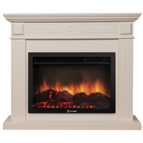 Электрокамин с широким очагом 2D Electrolux EFP/P-2520LS с порталом Firelight Bianco 25 беленый дуб