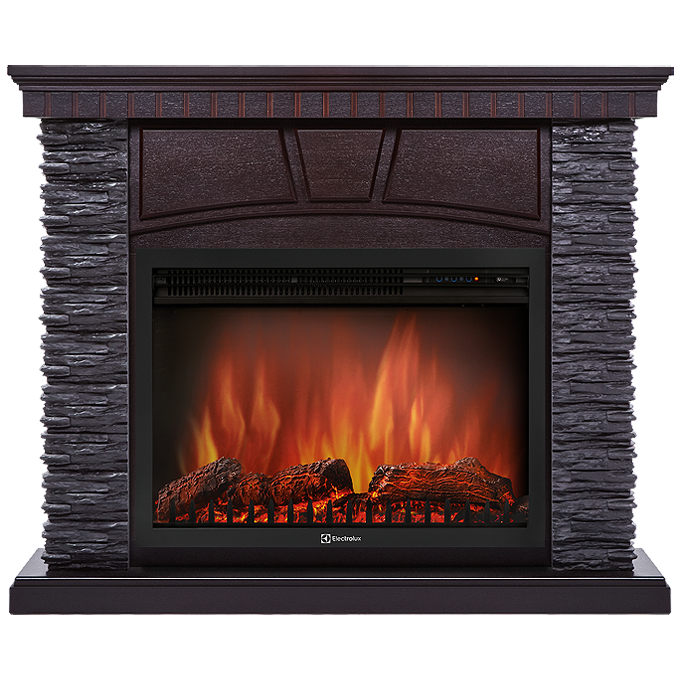 Электрокамин с широким очагом 2D Electrolux EFP/P-2720RLS с порталом Firelight Porto 25 сланец черный, венге