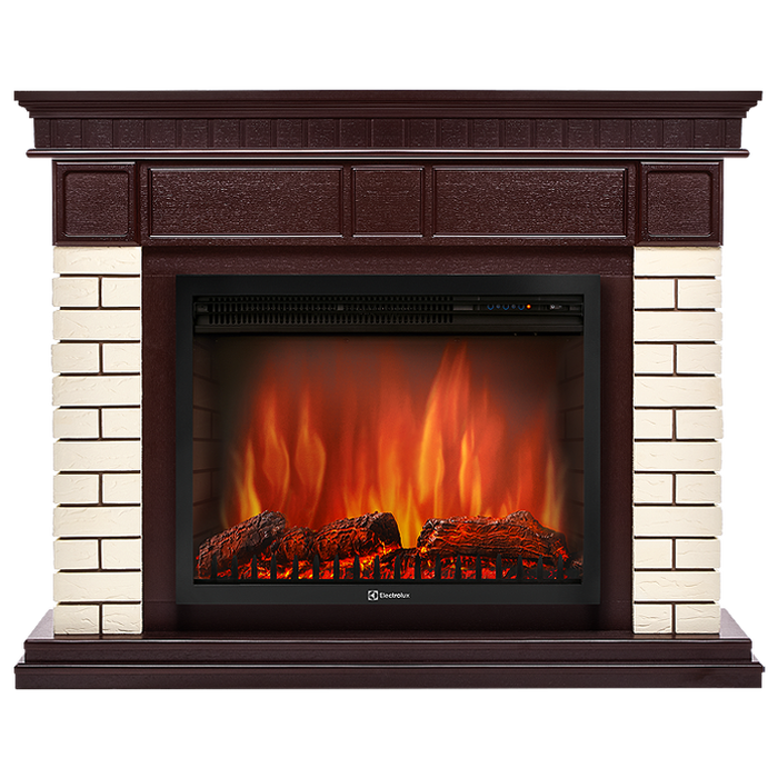 Электрокамин с широким очагом 2D Electrolux EFP/P-2520LS с порталом Firelight Bricks 25 камень бежевый, темный дуб
