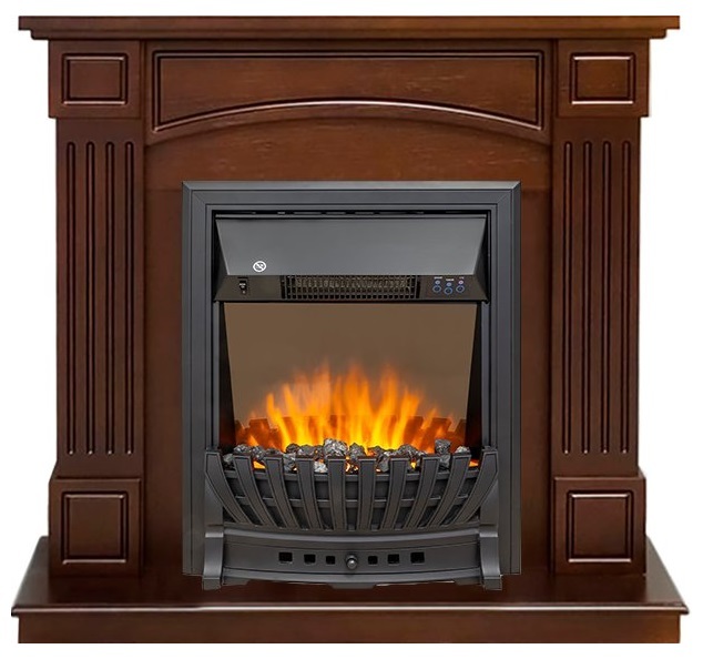 Электрокамин с классическим очагом 2D Royal Flame Boston Темный дуб с очагом Aspen Black/Gold