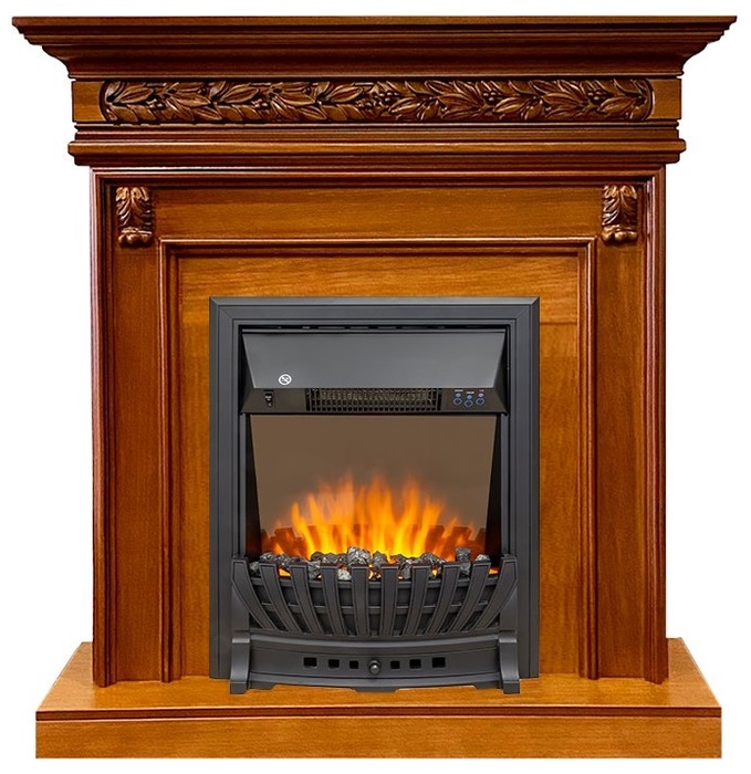 Электрокамин с классическим очагом 2D Royal Flame Valletta Орех с очагом Aspen Black/Gold