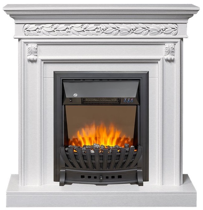 Электрокамин с классическим очагом 2D Royal Flame Valletta Белый с очагом Aspen Black/Gold