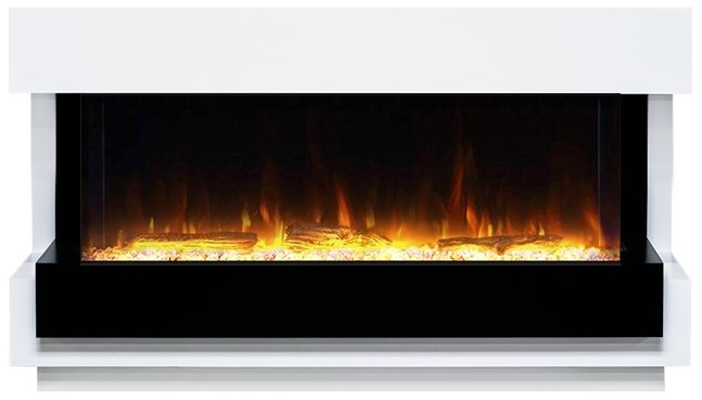 Линейный электрокамин Royal Flame Cube Белый с черным с очагом Astra 50