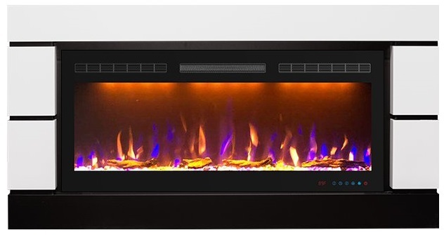 Электрокамин с широким очагом 2D Royal Flame Modern (белый с черным) с очагом Crystal 40 RF