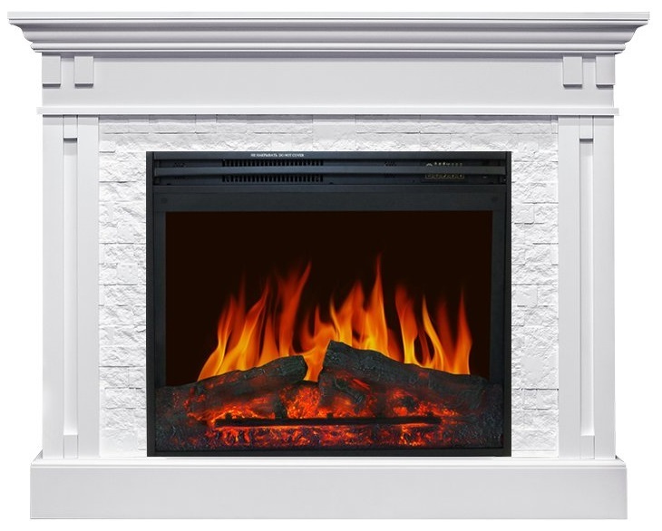 Электрокамин с широким очагом 2D Royal Flame Cambridge камень белый с очагом Jupiter FX New