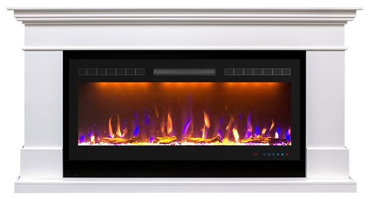 Электрокамин с широким очагом 2D Royal Flame California (алебастр) с очагом Crystal 40 RF
