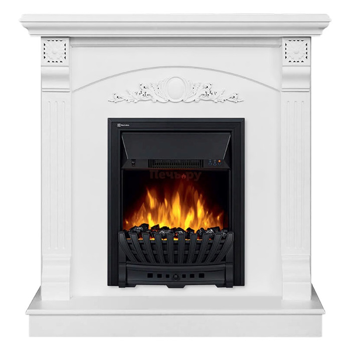 Электрокамин с классическим очагом 2D Electrolux EFP/P-1020LS с порталом Firelight Barocco Classic белый
