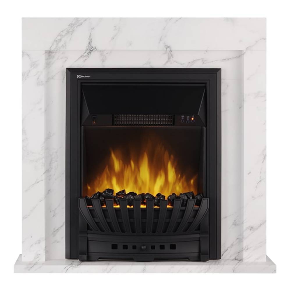 Электрокамин с классическим очагом 2D Electrolux EFP/P-1020LS с порталом Firelight Simple Classic белый мрамор