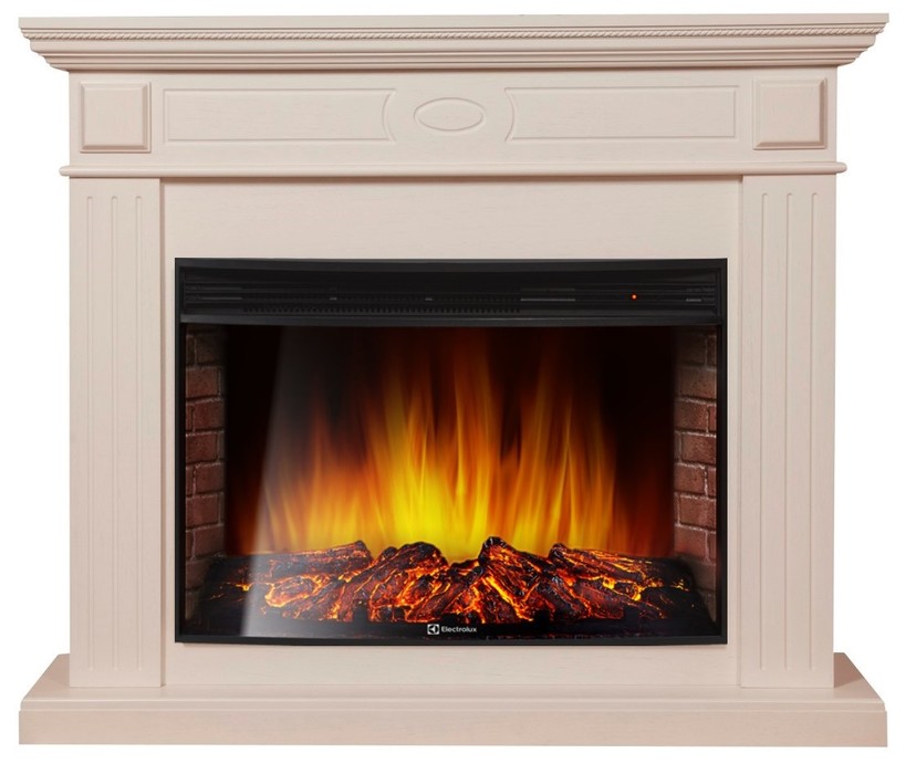 Электрокамин с широким очагом 2D Electrolux EFP/P-3320RLS с порталом Firelight Bianco 30 беленый дуб
