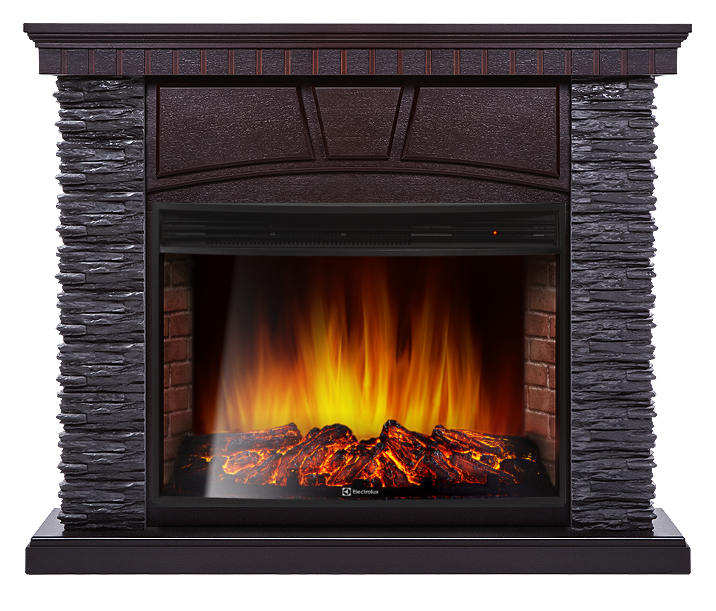 Электрокамин с широким очагом 2D Electrolux EFP/P-3320RLS с порталом Firelight Porto 30 сланец черный, венге