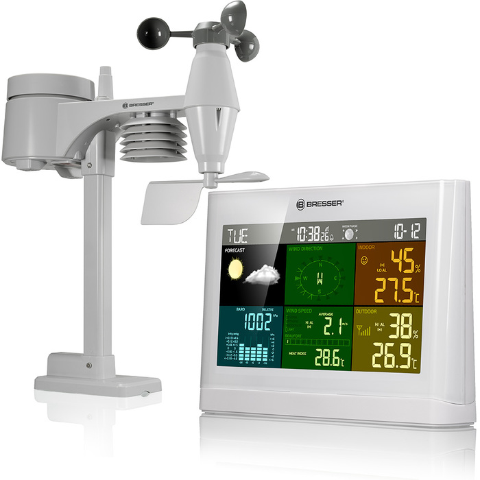 Цифровая метеостанция Bresser Comfort 5 в 1 с цветным дисплеем (белая) (76456)