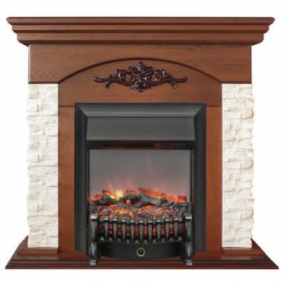 Электрокамин с классическим очагом 2D Real-Flame Neapolis STD/EUG NT-315 с очагом FOBOS LUX BL
