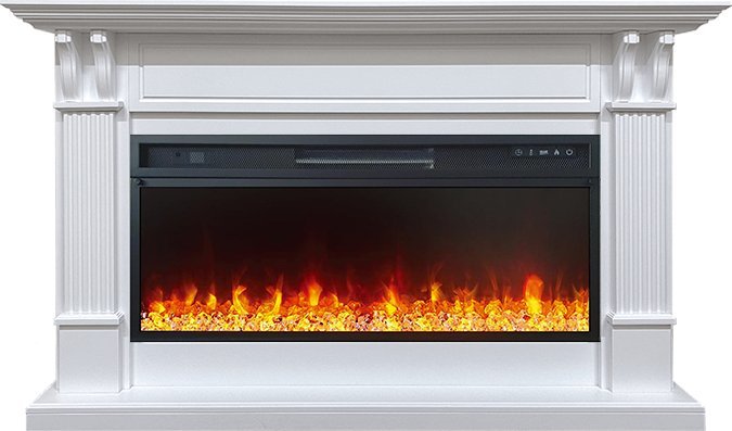 Линейный электрокамин Royal Flame Cardiff (белый) с очагом Vision 42 LED