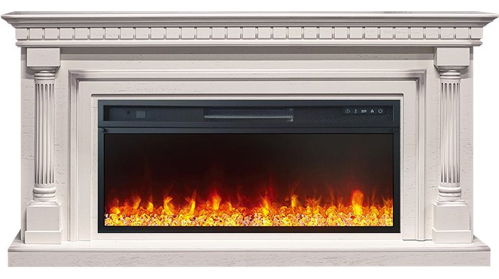 Линейный электрокамин Royal Flame Dallas (Слоновая кость с патиной) с очагом Vision 42 LED