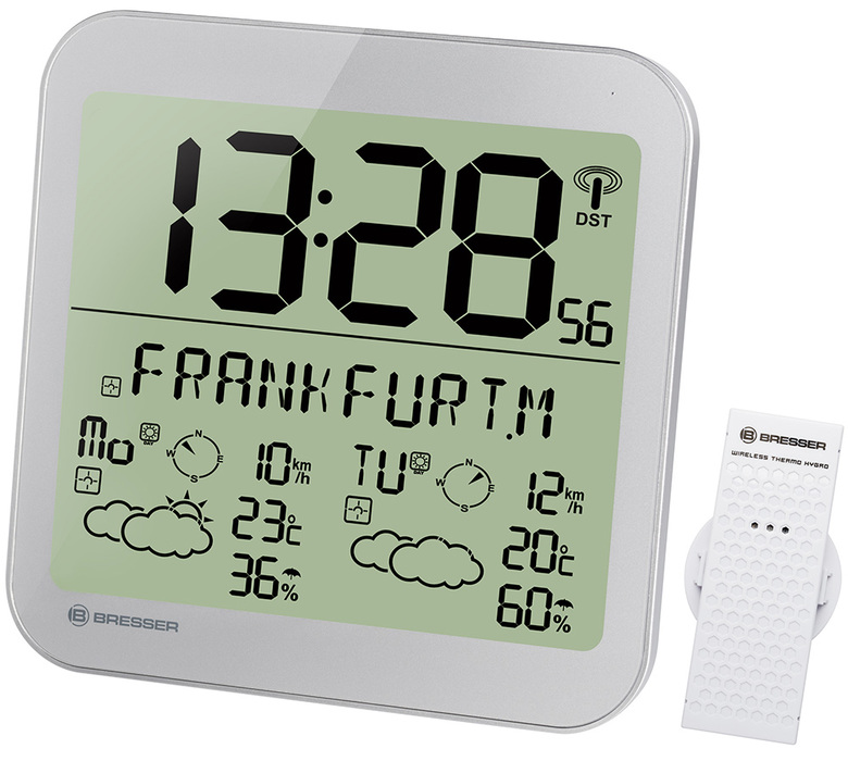 Проекционные часы Bresser MyTime Meteotime LCD, серебристые