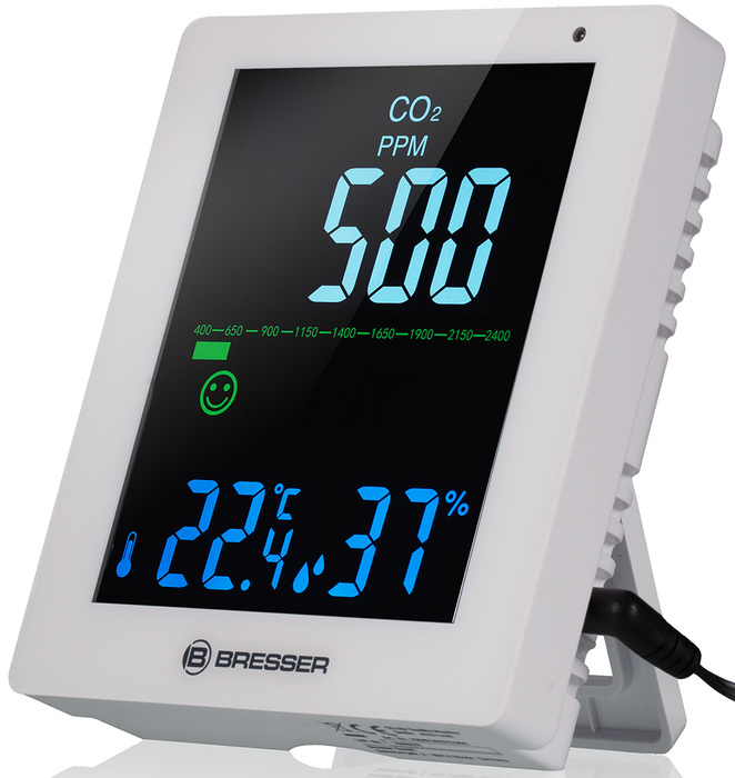 Барометр Bresser Air Quality Smile с датчиком CO2, белый