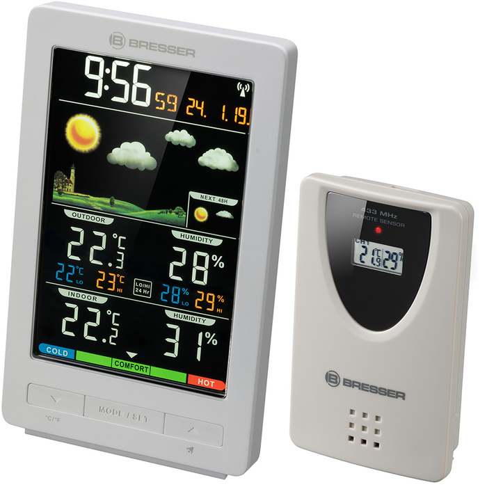 Цифровая метеостанция Bresser ClimaTemp WS с цветным дисплеем, белая (77563)