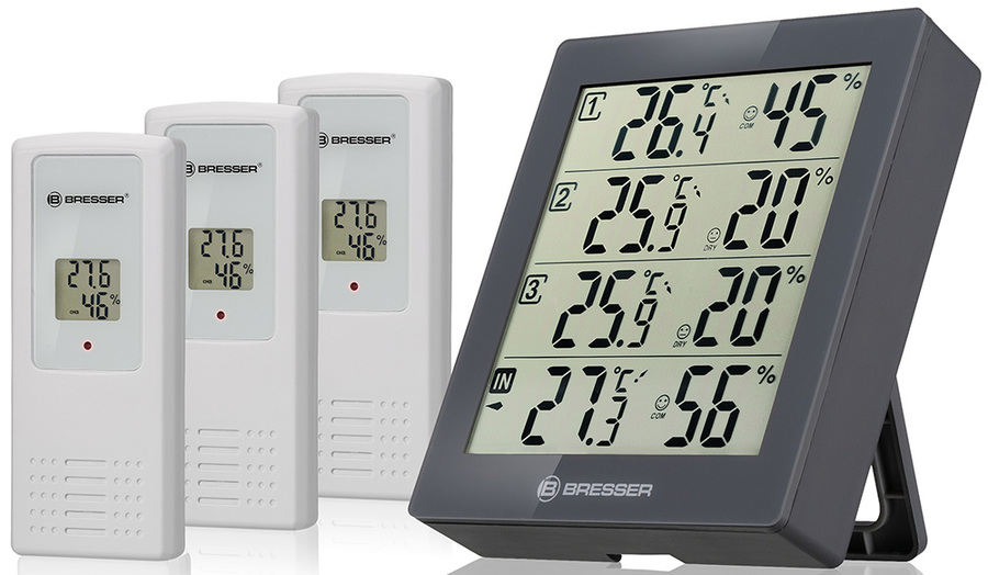Цифровая метеостанция Bresser Temeo Hygro Quadro, серая (75692)