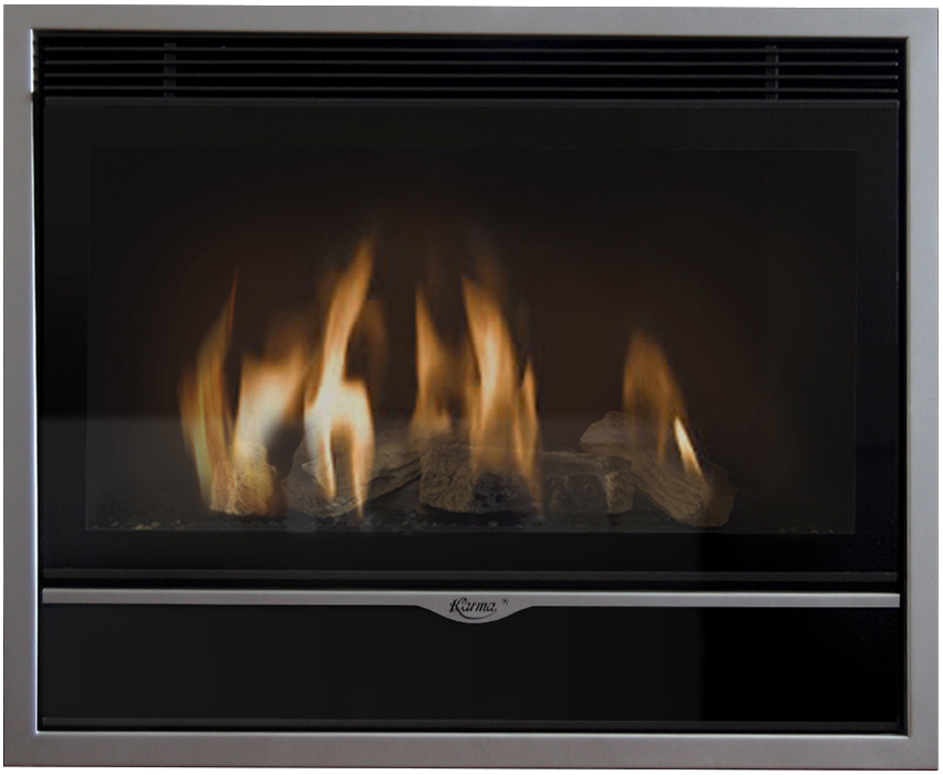 Встраиваемый газовый камин Karma ELEGANCE 67 EXCLUSIVE Medium line 30 silver metallic NG