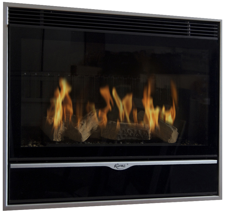 Встраиваемый газовый камин Karma ELEGANCE 77 EXCLUSIVE Slim line 15 silver metallic PB
