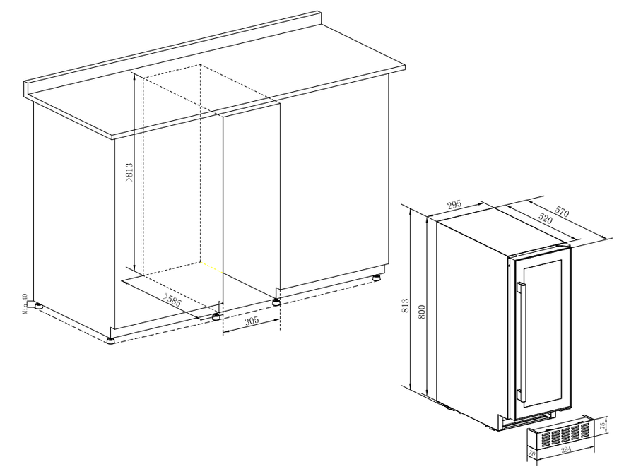 Встраиваемый винный шкаф Temptech STX30DRB