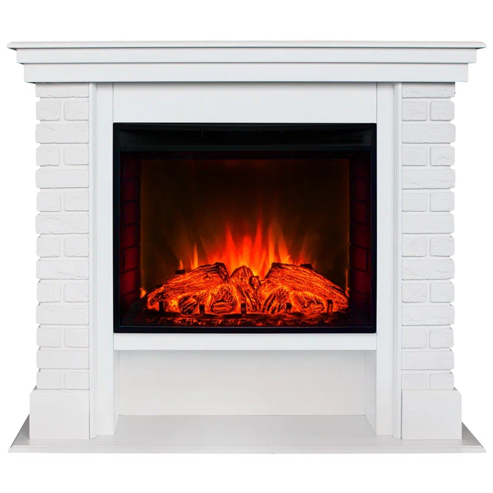 Электрокамин с широким очагом 2D Real-Flame Brixton 25,5 WT-P511 с очагом Evrika 25,5 LED
