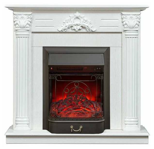 Электрокамин с классическим очагом 2D Real-Flame Stefania STD/EUG WT-F614 с очагом FOBOS LUX BL
