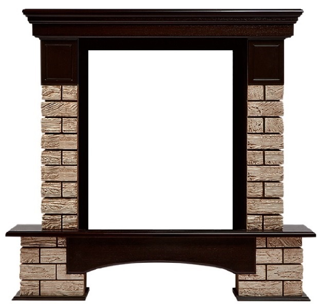 Классический портал для камина Firelight Forte Wood Classic камень коричневый, шпон темный дуб
