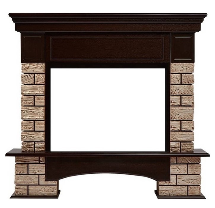 Широкий портал Firelight Forte Wood 30 камень коричневый, шпон темный дуб