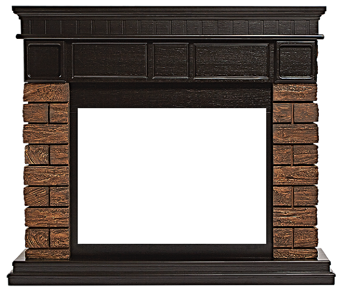 Широкий портал Firelight Bricks Wood 25 камень темный, шпон венге
