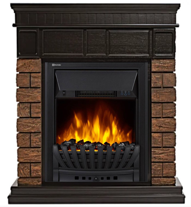 Электрокамин с классическим очагом 2D Electrolux EFP/P-1020LS с порталом Firelight Bricks Wood Classic камень темный, шпон венге