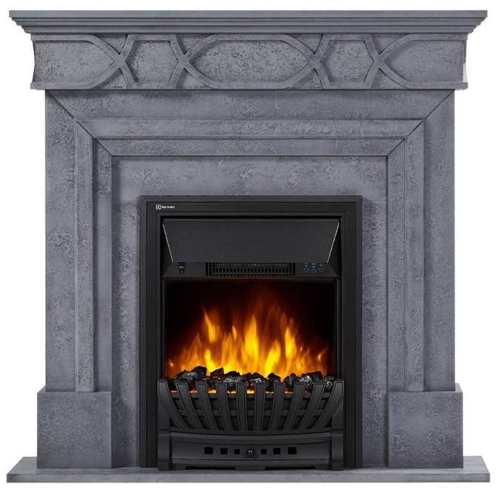 Электрокамин с классическим очагом 2D Electrolux EFP/P-1020LS с порталом Firelight Antico Classic серый