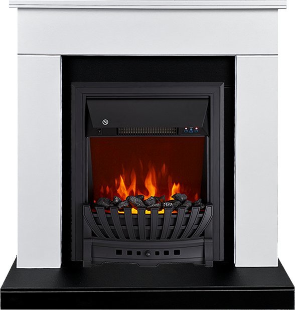 Электрокамин с классическим очагом 2D Royal Flame BERGEN белый с черным с очагом Aspen Black