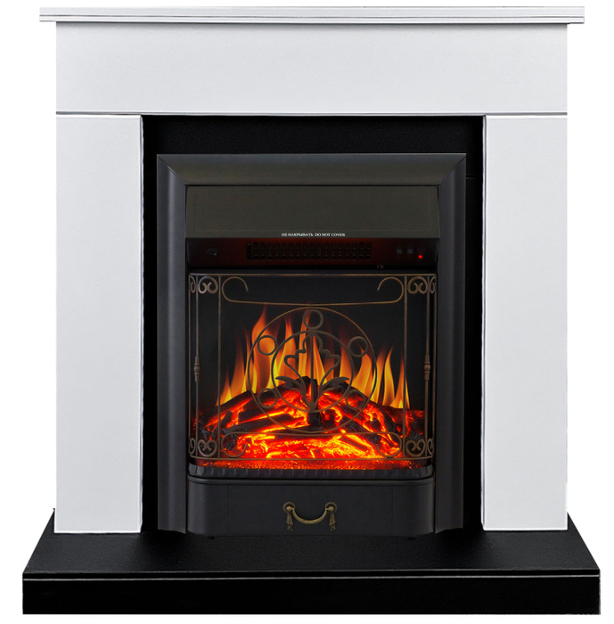 Электрокамин с классическим очагом 2D Royal Flame BERGEN белый с черным с очагом Majestic FX Black/Brass