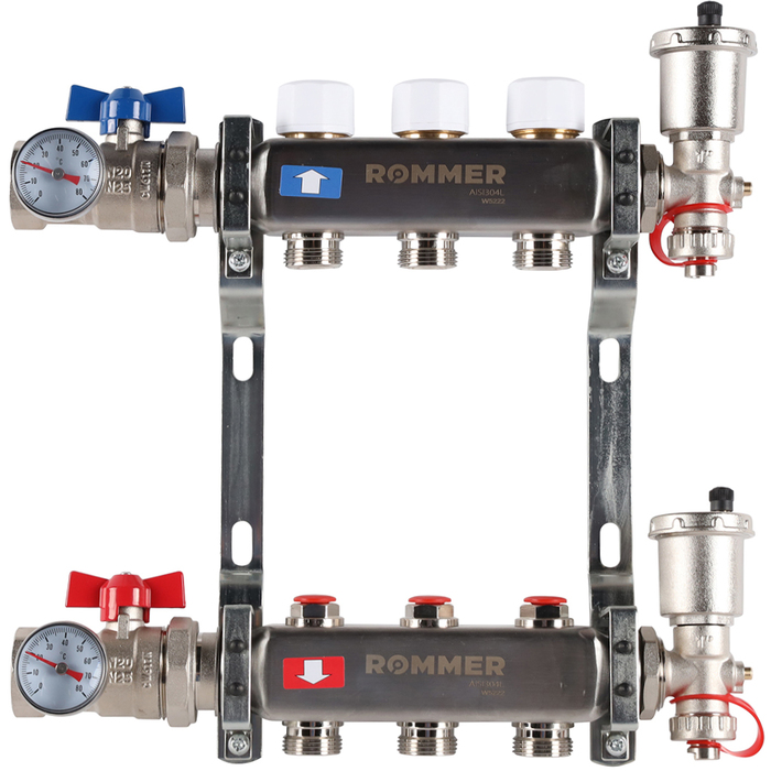 Для отопления Rommer 1"/3/4"x3 с запорными клапанами (RMS-3210-000003)