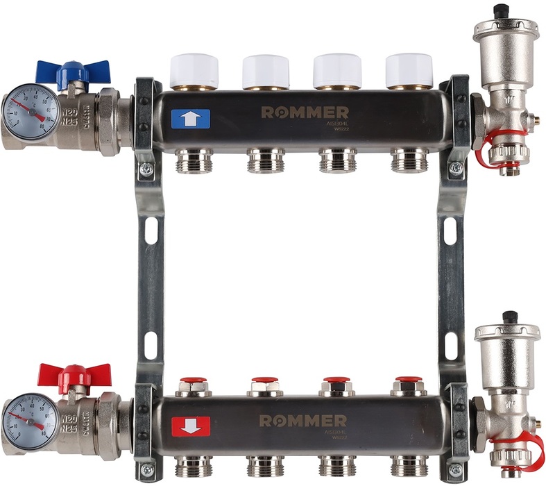 Для отопления Rommer 1"/3/4"x4 с запорными клапанами (RMS-3210-000004)