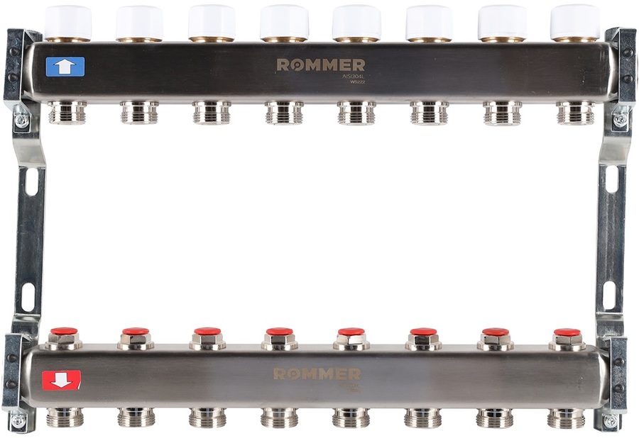 Для отопления Rommer 1"/3/4"x8 с запорными клапанами (RMS-3200-000008)