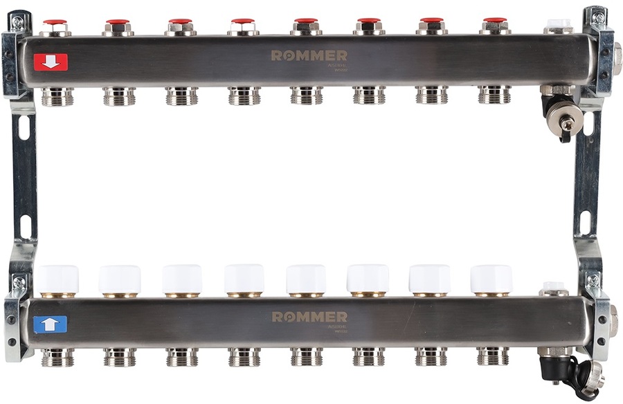 Для отопления Rommer 1"/3/4"x8 с запорными клапанами (RMS-3201-000008)